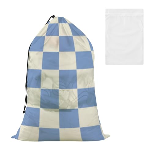 Bolsa para lavadora dekorativer Wäschekorb, Wäschesack mit Netzstoff, einfach anzubringen, waschbar, Blau / Beige Bolsa para lavadora dekorativer Wäschekorb, Wäschesack mit Netzstoff, einfach anzubringen, waschbar, Blau / Beige von EtherSpher
