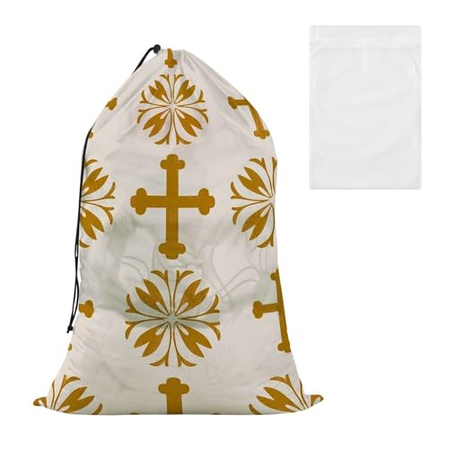 Bolsas para hacer londry Wäschesammler mit Kreuzmuster, goldfarben, dekorativ, extra groß, mit Netzstoff, passend für die meisten Wäschekörbe oder -körbe, Kordelzug-Verschluss Bolsas para hacer londry Wäschesammler mit Kreuzmuster, goldfarben, dekorativ, extra groß, mit Netzstoff, passend für die meisten Wäschekörbe oder -körbe, Kordelzug-Verschluss von EtherSpher