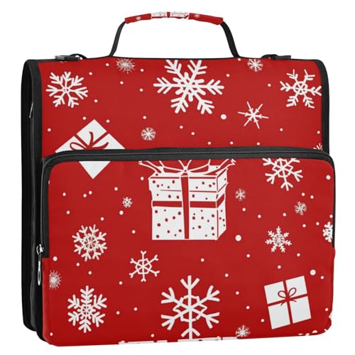 Box mit weihnachtlichen Motiven, Schneeflocken, 3,8 cm, 3 Ringe, Reißverschluss, Organizer mit Griff, inklusive Reißverschlusstasche, Dokumentenmappe, Organizer für Büro, Schule, Bolsa de Cremallera Box mit weihnachtlichen Motiven, Schneeflocken, 3,8 cm, 3 Ringe, Reißverschluss, Organizer mit Griff, inklusive Reißverschlusstasche, Dokumentenmappe, Organizer für Büro, Schule, Bolsa de Cremallera von EtherSpher