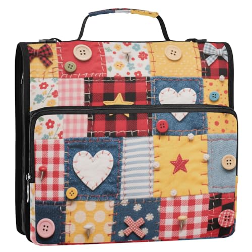 Bunte Patchwork-Ordner mit Karomuster, sortiert, runde Ringe, 3,8 cm, mit Klemmbrett (Glückwort) von EtherSpher