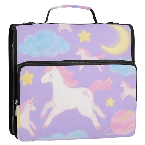Cartera Portátil Aktenordner mit 3 Ringen, mit Reißverschluss, mit Schultergurt, wasserdicht, Cartoon-Einhörner, 3,8 cm, 3,8 cm Cartera Portátil Aktenordner mit 3 Ringen, mit Reißverschluss, mit Schultergurt, wasserdicht, Cartoon-Einhörner, 3,8 cm, 3,8 cm von EtherSpher