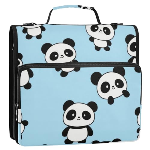 Cartoon-Panda-Ordner mit 3 Ringen, mit extra Taschen und Griff, mehrere Taschen, Schulbedarf, Organizer für Mittelschüler, Clip de Cremallera escolar von EtherSpher