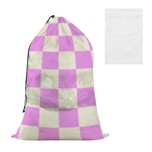 Dekorative, extra große Wäscheaufbewahrungstasche mit Netzstoff, für Studentenwohnheim, Kordelzug, Bolsas de tela para lavanderia, Violett / Beige Dekorative, extra große Wäscheaufbewahrungstasche mit Netzstoff, für Studentenwohnheim, Kordelzug, Bolsas de tela para lavanderia, Violett / Beige von EtherSpher