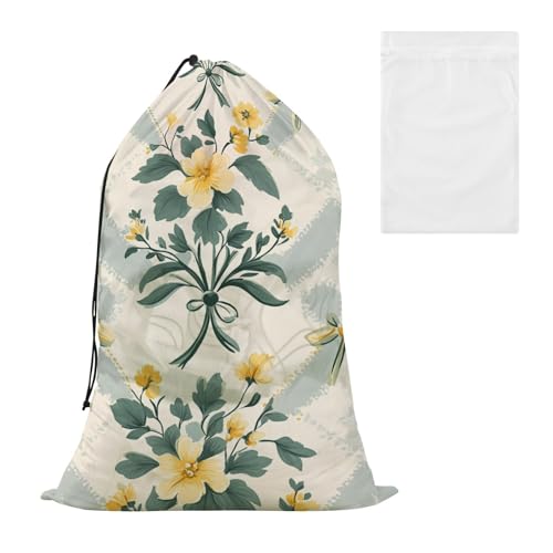 Dekorative Aufbewahrungstasche für schmutzige Wäsche im Vintage-Stil, mit Schleifen- und Blumenmuster, Pastellfarben, mit Netzstoff, passend für die meisten Wäschekörbe oder -körbe, waschbar, Bolsas Dekorative Aufbewahrungstasche für schmutzige Wäsche im Vintage-Stil, mit Schleifen- und Blumenmuster, Pastellfarben, mit Netzstoff, passend für die meisten Wäschekörbe oder -körbe, waschbar, Bolsas von EtherSpher