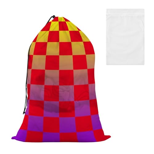 Dekorative Aufbewahrungstasche mit Netzstoff, Büffelkaro, für Schule, Reisen, Studentenwohnheim, waschbar, Gelb / Rot / Violett Dekorative Aufbewahrungstasche mit Netzstoff, Büffelkaro, für Schule, Reisen, Studentenwohnheim, waschbar, Gelb / Rot / Violett von EtherSpher