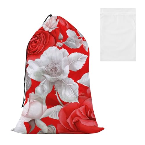 Dekorative Wäsche-Tasche für Camping, mit Netzstoff, mit Kordelzug, Rot und Weiß, Vintage-Design Dekorative Wäsche-Tasche für Camping, mit Netzstoff, mit Kordelzug, Rot und Weiß, Vintage-Design von EtherSpher