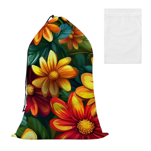 Dekorative Wäschesack für Schuhe mit Netzstoff, Motiv: Frühlingsblumen, rote und gelbe Gänseblümchen, Set für Schule, Reisen, Studentenwohnheim, strapazierfähig, Bolsas para poner ropa sucia Dekorative Wäschesack für Schuhe mit Netzstoff, Motiv: Frühlingsblumen, rote und gelbe Gänseblümchen, Set für Schule, Reisen, Studentenwohnheim, strapazierfähig, Bolsas para poner ropa sucia von EtherSpher