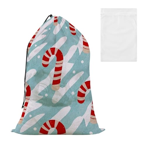 Dekorative Wäschesack mit Zuckerstangen-Motiv, mit Aufschrift "Merry Christmas", mit Netzstoff, für Schule, Reisen, Studentenwohnheim, strapazierfähig, Bolsa de Lavanderia para ropa Dekorative Wäschesack mit Zuckerstangen-Motiv, mit Aufschrift "Merry Christmas", mit Netzstoff, für Schule, Reisen, Studentenwohnheim, strapazierfähig, Bolsa de Lavanderia para ropa von EtherSpher