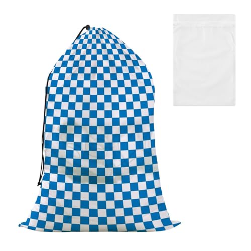 Dekorativer Wäschekorb, Wäschesack mit Netzstoff, Blau und Gelb, Schachbrettmuster, einfach zu montieren, waschbar, Bolsa para ropa de lavanderia Dekorativer Wäschekorb, Wäschesack mit Netzstoff, Blau und Gelb, Schachbrettmuster, einfach zu montieren, waschbar, Bolsa para ropa de lavanderia von EtherSpher