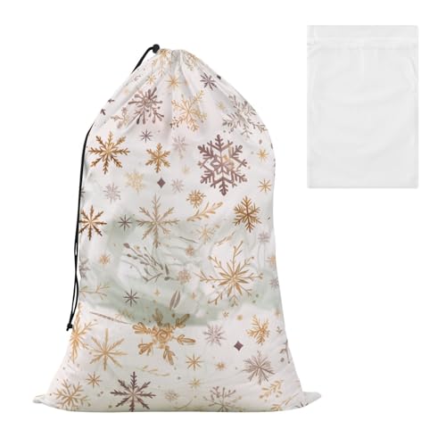 Dekorativer Wäschesack mit Cartoon-Motiv und Weihnachtsmotiv, goldfarben, mit Netzstoff, passend für die meisten Wäschekörbe oder -körbe, waschbar, bolsa para la lavanderia Dekorativer Wäschesack mit Cartoon-Motiv und Weihnachtsmotiv, goldfarben, mit Netzstoff, passend für die meisten Wäschekörbe oder -körbe, waschbar, bolsa para la lavanderia von EtherSpher