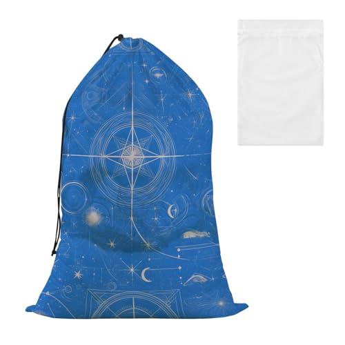Dekorativer Wäschesack mit Netzstoff, Motiv: Cartoon, Religion, Mond, Stern, Blau, für Schule, Reisen, Studentenwohnheim, Kordelzug-Verschluss, Bolsas para ropa de lavanderia Dekorativer Wäschesack mit Netzstoff, Motiv: Cartoon, Religion, Mond, Stern, Blau, für Schule, Reisen, Studentenwohnheim, Kordelzug-Verschluss, Bolsas para ropa de lavanderia von EtherSpher