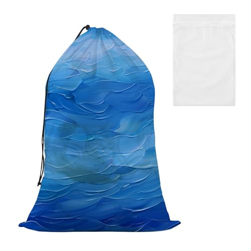 Dekorativer Wäschesack mit Wäschesack aus Netzstoff, mit Farbverlauf, Blau, für Wäschekorb oder Körbe, strapazierfähig, Bolsas de tela para lavanderia Dekorativer Wäschesack mit Wäschesack aus Netzstoff, mit Farbverlauf, Blau, für Wäschekorb oder Körbe, strapazierfähig, Bolsas de tela para lavanderia von EtherSpher
