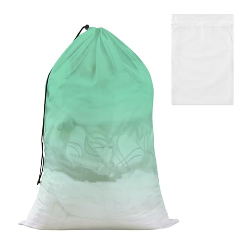 Dekorativer Wäschesack mit grünem Farbverlauf, mit Netzstoff, einfach anzubringen, Wäschekorb oder Korb, Kordelzugverschluss, Bolsas para lavar ropa Dekorativer Wäschesack mit grünem Farbverlauf, mit Netzstoff, einfach anzubringen, Wäschekorb oder Korb, Kordelzugverschluss, Bolsas para lavar ropa von EtherSpher