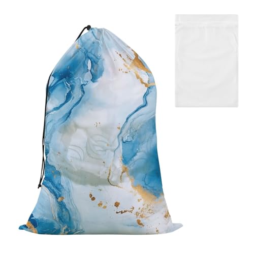 Dekorativer großer Wäschesack mit Wäschesack aus Netzstoff, Blau und Gold, Marmor, Weiß, waschbar, Saco Para Lavar Ropa Dekorativer großer Wäschesack mit Wäschesack aus Netzstoff, Blau und Gold, Marmor, Weiß, waschbar, Saco Para Lavar Ropa von EtherSpher
