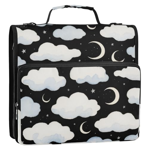 Dokumentenmappe mit 3 Ringen, Schwarz und Weiß, mit Griff und abnehmbarem Schultergurt, Dokumentenmappe, Organizer für Schule, Bolsa de Cremallera von EtherSpher