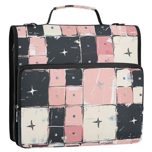 Ein nahtloses Muster aus Blush und Liwhite Quadraten, 3 Ringe, 3,8 cm, Ordner-Organizer mit Schultergurt, inklusive Reißverschlusstasche, Dokumentenmappe, Organizer für Schule/Büro von EtherSpher
