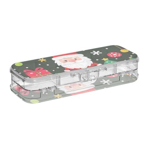 EtherSpher Cartoon-Etui mit niedlichem Weihnachtsmann-Design, transparent, aus Kunststoff, doppelstöckig, für Kinder, mit Deckel von EtherSpher