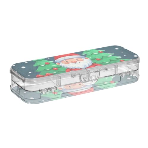 EtherSpher Cartoon-Federbox mit Weihnachtsmann-Design, transparent, Kunststoff, 2-lagig, großes Stifteetui für Schreibwaren, mit Schnappdeckel EtherSpher Cartoon-Federbox mit Weihnachtsmann-Design, transparent, Kunststoff, 2-lagig, großes Stifteetui für Schreibwaren, mit Schnappdeckel von EtherSpher