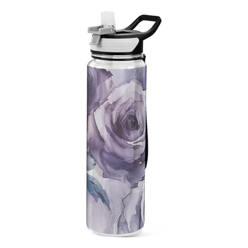 EtherSpher Transparente Sport-Trinkflasche mit Lavendel-Gouache-Rosen-Design, für College, tragbar, Zuhause, Büro, Terrasse EtherSpher Transparente Sport-Trinkflasche mit Lavendel-Gouache-Rosen-Design, für College, tragbar, Zuhause, Büro, Terrasse von EtherSpher