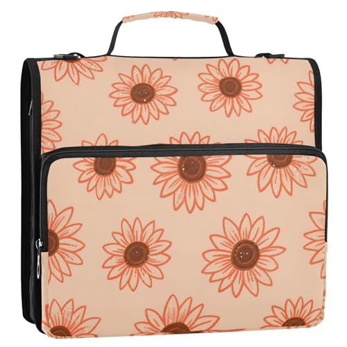 Falsche Glitzer-Pailletten, Sonnenblumen-Rosa, 3,8 cm, 3-Ring-Ordner mit extra Taschen mit Schultergurt, Laege-Kapazität, Schulordner, Organizer für Schule und Büro, Clip de Cremallera von EtherSpher