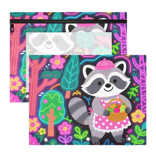 Federmäppchen, 3 Löcher, 3 Locher für A4-Papier, Briefe, 2 Stück, Lehrer, Schulanfang, Cartoon, niedlicher grauer Waschbär Federmäppchen, 3 Löcher, 3 Locher für A4-Papier, Briefe, 2 Stück, Lehrer, Schulanfang, Cartoon, niedlicher grauer Waschbär von EtherSpher