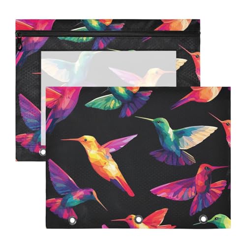 Federmäppchen, 3 Löcher, 3 Ringe, Tasche für 3 Ringe, 2 Stück, Lehrer, Aufbewahrung, Schule, Studenten, Lehrerbedarf, farbiger Kolibri Federmäppchen, 3 Löcher, 3 Ringe, Tasche für 3 Ringe, 2 Stück, Lehrer, Aufbewahrung, Schule, Studenten, Lehrerbedarf, farbiger Kolibri von EtherSpher