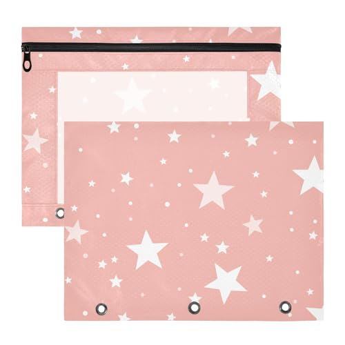 Federmäppchen, 3 Löcher, Kunststoff, Ordner für A4-Papier, Briefe, 2 Stück, Lehrer, Klassenzimmer, rosa Stern Federmäppchen, 3 Löcher, Kunststoff, Ordner für A4-Papier, Briefe, 2 Stück, Lehrer, Klassenzimmer, rosa Stern von EtherSpher
