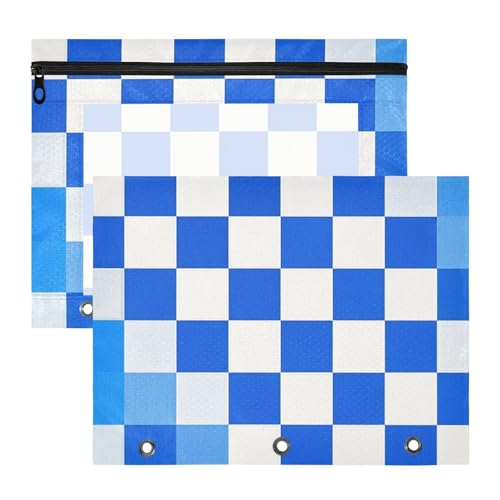 Federmäppchen, Mehrzweck-Kunststoff-Aktenordner für 3-Ringe, 2 Stück, Studenten, Zuhause, kariert, einfarbig, blau, weiß Federmäppchen, Mehrzweck-Kunststoff-Aktenordner für 3-Ringe, 2 Stück, Studenten, Zuhause, kariert, einfarbig, blau, weiß von EtherSpher