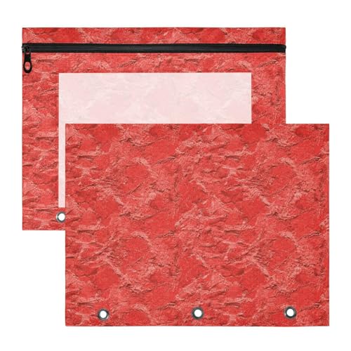 Federmäppchen, stabil, 3 Locher für 3 Ringe, 2 Stück, Studenten, College-Zubehör, Vintage, einfarbig, genarbt, Rot Federmäppchen, stabil, 3 Locher für 3 Ringe, 2 Stück, Studenten, College-Zubehör, Vintage, einfarbig, genarbt, Rot von EtherSpher
