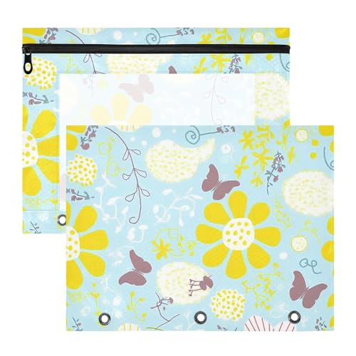 Federmäppchen, stabile 3-Loch-Tasche für A4-Papier, Briefe, Lehrer, Schulbedarf, Frühlingsblumen, helle Farbe, 2 Stück Federmäppchen, stabile 3-Loch-Tasche für A4-Papier, Briefe, Lehrer, Schulbedarf, Frühlingsblumen, helle Farbe, 2 Stück von EtherSpher