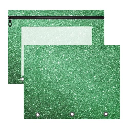 Federmäppchen, stabile Tasche mit 3 Löchern, für A4-Papier, Briefe, 2 Stück, Lehrer, College, Zubehör, hellgrün, glitzernd, sternenklar Federmäppchen, stabile Tasche mit 3 Löchern, für A4-Papier, Briefe, 2 Stück, Lehrer, College, Zubehör, hellgrün, glitzernd, sternenklar von EtherSpher