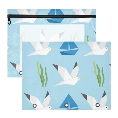Federmäppchen, stabiler Kunststoff, Aktenordner für A4-Papier, Briefe, 2 Stück, Studenten, Zuhause, Möwe, Blau von EtherSpher