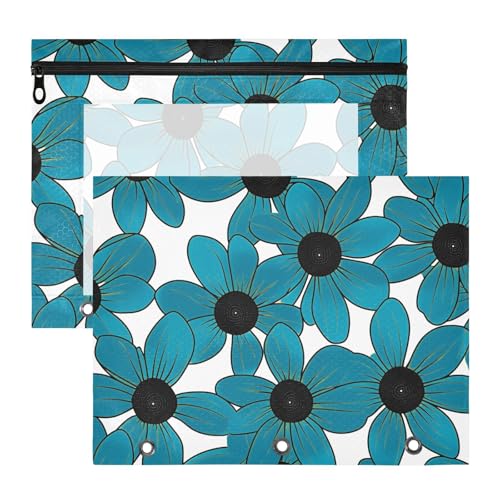 Federmäppchen, tragbar, 3 Löcher, für 3 Ringe, 2 Stück, Studenten, Büro, Black-Eyed Susan, einfache Linienkunst, Valentinstag, Cyan Federmäppchen, tragbar, 3 Löcher, für 3 Ringe, 2 Stück, Studenten, Büro, Black-Eyed Susan, einfache Linienkunst, Valentinstag, Cyan von EtherSpher