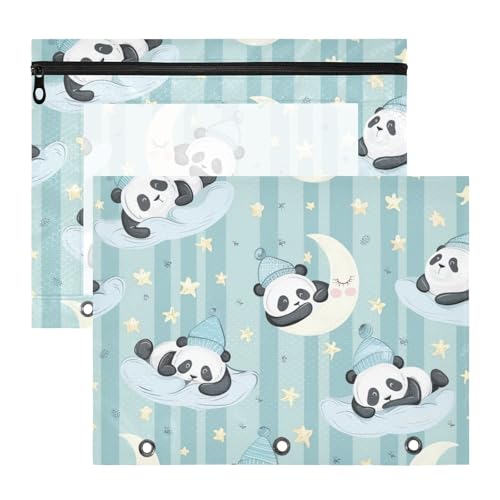 Federmäppchen, transparent, 3 Locher für 3 Ringe, 2 Stück, Studenten, Zuhause, niedliche Cartoon-Pandas, Mondstreifen Federmäppchen, transparent, 3 Locher für 3 Ringe, 2 Stück, Studenten, Zuhause, niedliche Cartoon-Pandas, Mondstreifen von EtherSpher
