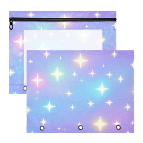 Federmäppchen, transparent, 3 Löcher, für A4-Papier, Briefe, 2 Stück, Studenten, Klassenzimmer, Kinderbedarf, Neon-Stern-Farbverlauf Federmäppchen, transparent, 3 Löcher, für A4-Papier, Briefe, 2 Stück, Studenten, Klassenzimmer, Kinderbedarf, Neon-Stern-Farbverlauf von EtherSpher