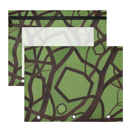 Federmäppchen mit 3 Löchern, Aufbewahrungstasche für 3 Ringe, 2 Stück, Lehrer, Schulanfang, abstrakte Kunst, Baumzweig, Grün Federmäppchen mit 3 Löchern, Aufbewahrungstasche für 3 Ringe, 2 Stück, Lehrer, Schulanfang, abstrakte Kunst, Baumzweig, Grün von EtherSpher