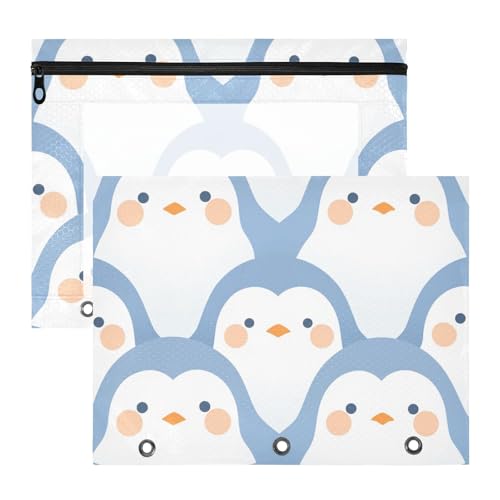 Federmäppchen mit 3 Löchern, Aufbewahrungstasche für A4-Papier, Briefe, 2 Stück, Lehrer, Schulbedarf, zarter Cartoon-Pinguin, Hellblau Federmäppchen mit 3 Löchern, Aufbewahrungstasche für A4-Papier, Briefe, 2 Stück, Lehrer, Schulbedarf, zarter Cartoon-Pinguin, Hellblau von EtherSpher