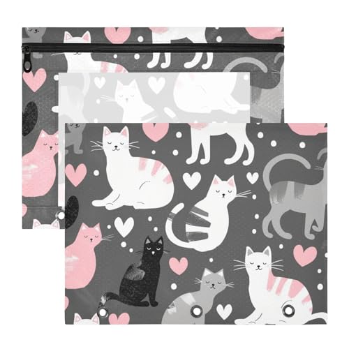 Federmäppchen mit 3 Löchern, Aufbewahrungstasche für A4-Papier, Briefe, 2 Stück, Studenten, Schulanfang, Cartoon, niedlich, grau-weiß, pfirsichfarben Federmäppchen mit 3 Löchern, Aufbewahrungstasche für A4-Papier, Briefe, 2 Stück, Studenten, Schulanfang, Cartoon, niedlich, grau-weiß, pfirsichfarben von EtherSpher