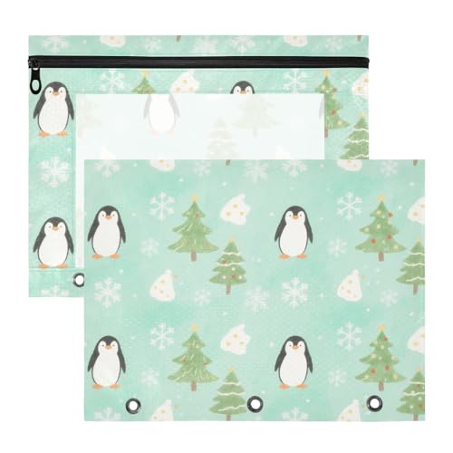Federmäppchen mit 3 Löchern, Kunststoff, Aktenordner für 3 Ringe, 2 Stück, Studenten, Klassenzimmer, niedlicher Cartoon, weißer Pinguin Federmäppchen mit 3 Löchern, Kunststoff, Aktenordner für 3 Ringe, 2 Stück, Studenten, Klassenzimmer, niedlicher Cartoon, weißer Pinguin von EtherSpher