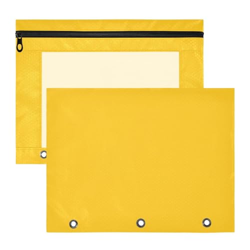 Federmäppchen mit 3 Löchern, Kunststoff, Ordner für 3 Ringe, 2 Stück, Lehrer, Schulanfang, Safran (Farbe) von EtherSpher