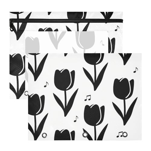 Federmäppchen mit 3 Löchern, Stifthalter für A4-Papier, Briefe, 2 Stück, Lehrer, Klassenzimmer, schwarze Blumen, Musik Federmäppchen mit 3 Löchern, Stifthalter für A4-Papier, Briefe, 2 Stück, Lehrer, Klassenzimmer, schwarze Blumen, Musik von EtherSpher