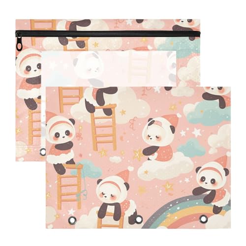 Federmäppchen mit 3 Löchern, Taschenordner für A4-Papier, Briefe, 2 Stück, Studenten, Schulanfang, niedlicher rosa Panda Federmäppchen mit 3 Löchern, Taschenordner für A4-Papier, Briefe, 2 Stück, Studenten, Schulanfang, niedlicher rosa Panda von EtherSpher