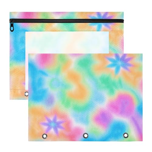 Federmäppchen mit 3 Ringen, für A4-Papier, Briefe, 2 Stück, Lehrer, Schulbedarf, batikfarben Federmäppchen mit 3 Ringen, für A4-Papier, Briefe, 2 Stück, Lehrer, Schulbedarf, batikfarben von EtherSpher
