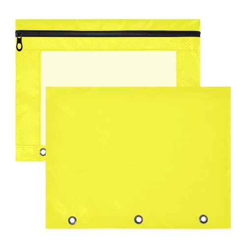 Federmäppchen mit 3 verstärkten Ösen, 3 Locher für 3 Ringe, 2 Stück, Studenten, Zuhause, fluoreszierendes Gelb Federmäppchen mit 3 verstärkten Ösen, 3 Locher für 3 Ringe, 2 Stück, Studenten, Zuhause, fluoreszierendes Gelb von EtherSpher
