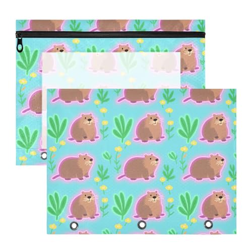 Federmäppchen mit 3 verstärkten Ösen, Kunststoff-Aktenordner für 3 Ringe, 2 Stück, Lehrer, Schulbedarf, niedliches Cartoon, braunes Capybara Federmäppchen mit 3 verstärkten Ösen, Kunststoff-Aktenordner für 3 Ringe, 2 Stück, Lehrer, Schulbedarf, niedliches Cartoon, braunes Capybara von EtherSpher