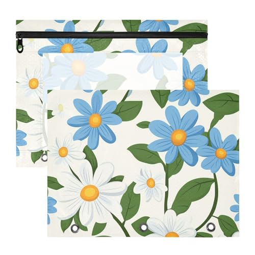 Federmäppchen mit 3 verstärkten Ösen, Kunststoff-Aktenordner für A4-Papier, Briefe, 2 Stück, Lehrer, Kunstbedarf, Aufbewahrung, kleine blaue Gänseblümchen, Blumen Federmäppchen mit 3 verstärkten Ösen, Kunststoff-Aktenordner für A4-Papier, Briefe, 2 Stück, Lehrer, Kunstbedarf, Aufbewahrung, kleine blaue Gänseblümchen, Blumen von EtherSpher