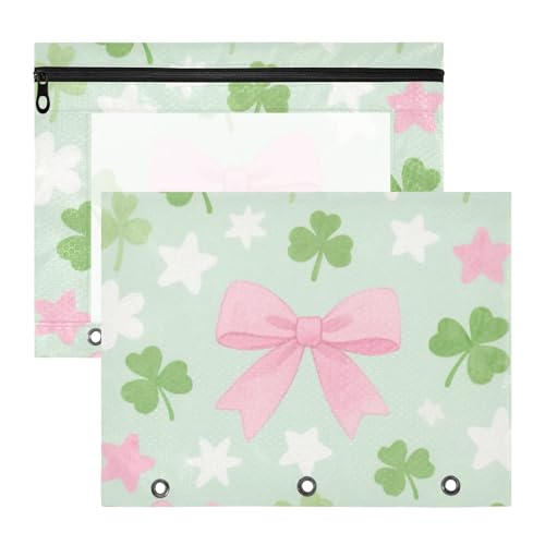 Federmäppchen mit Sichtfenster, 3 Löcher, Tasche für 3 Ringe, 2 Stück, Studenten, Klassenzimmer, Grün, Klee Federmäppchen mit Sichtfenster, 3 Löcher, Tasche für 3 Ringe, 2 Stück, Studenten, Klassenzimmer, Grün, Klee von EtherSpher