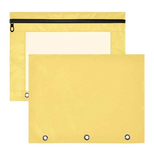 Federmäppchen mit glatten Reißverschlüssen, 3-Loch-Tasche für 3-Ringe, 2 Stück, Studenten, Schulanfang, creme-gelb Federmäppchen mit glatten Reißverschlüssen, 3-Loch-Tasche für 3-Ringe, 2 Stück, Studenten, Schulanfang, creme-gelb von EtherSpher