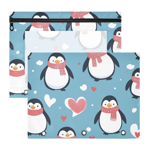 Federmäppchen mit glatten Reißverschlüssen, Kunststoff-Aktenordner für 3 Ringe, 2 Stück, Schüler, Schulbedarf, Weihnachten, Pinguin, Herz Federmäppchen mit glatten Reißverschlüssen, Kunststoff-Aktenordner für 3 Ringe, 2 Stück, Schüler, Schulbedarf, Weihnachten, Pinguin, Herz von EtherSpher