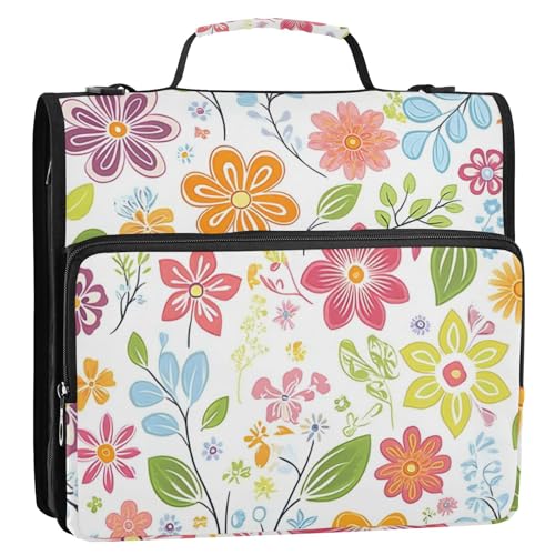 Frischer Frühling, einfache bunte Blumen, 1/2er-Pack, Notizbuch, Büroordner, drei Ringe, 3,8 cm mit Klemmbrett (Glückwort) von EtherSpher